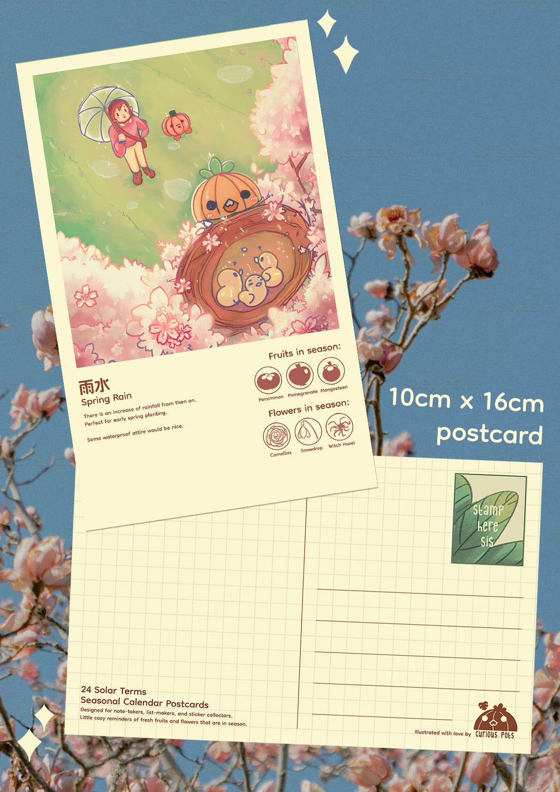 Layla Postcard - Birds in Cherry Blossoms