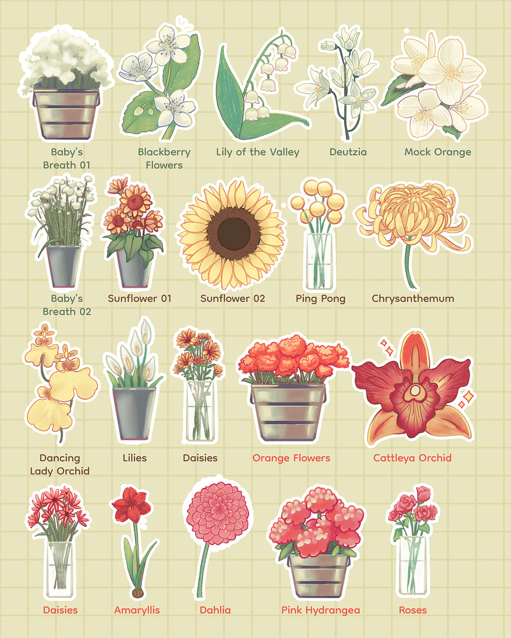 Flower Stickers - Layla's Flower Garden