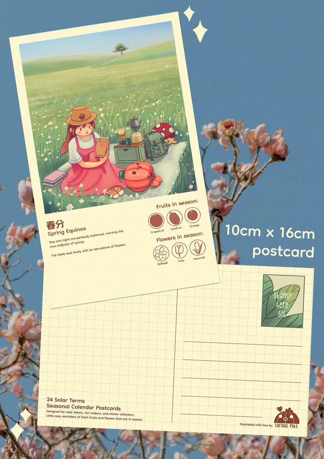 Layla Postcard - Picnic in a Flower Field