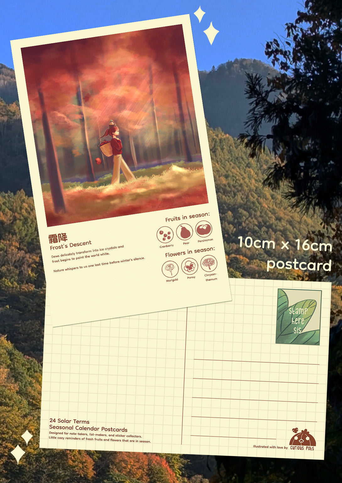 Postcard - Apple Harvest in a Red Autumn Forest