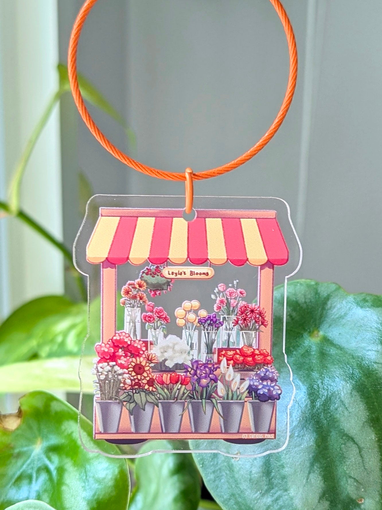 Gently-tinted Acrylic Keychain - Flower Cart