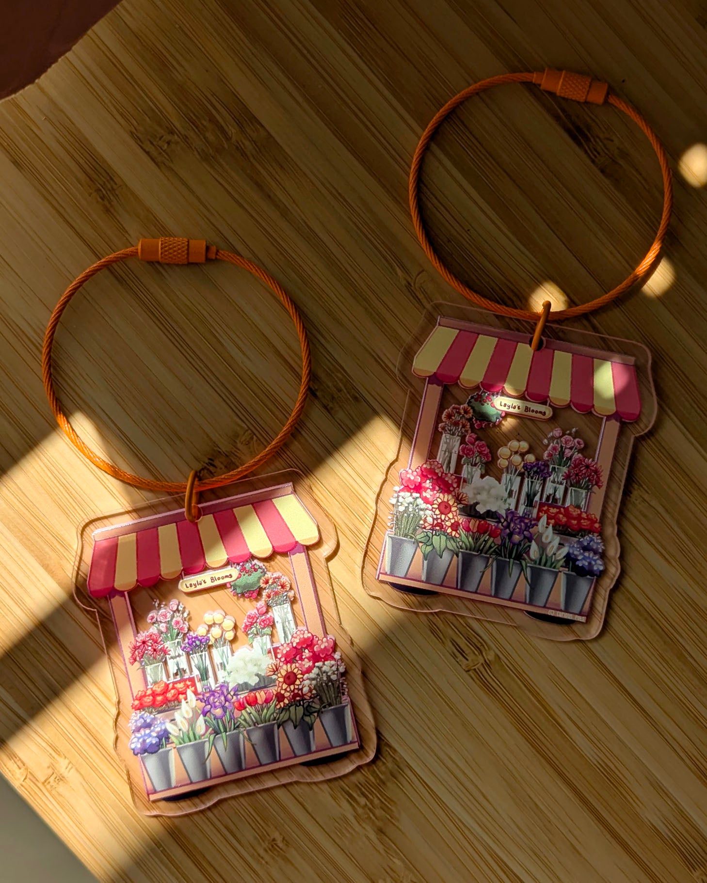 Gently-tinted Acrylic Keychain - Flower Cart