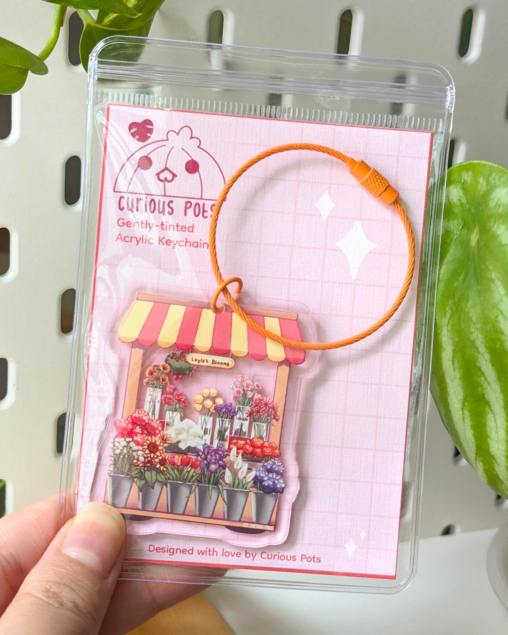 Gently-tinted Acrylic Keychain - Flower Cart