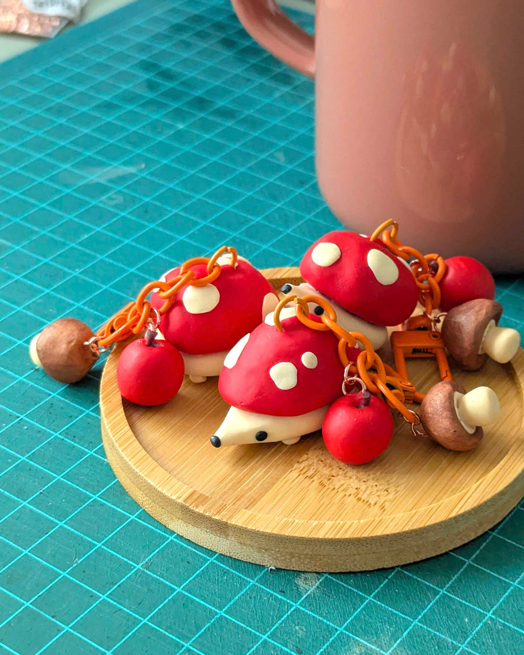 Polymer Clay Trinkets - Mushroom & Apples