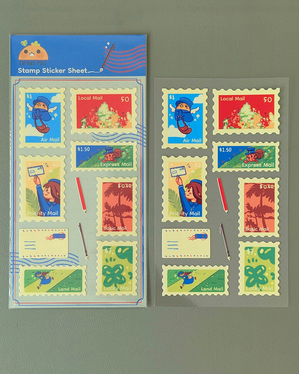 Layla's Post Office Sticker Sheet - Stamps (Blue)