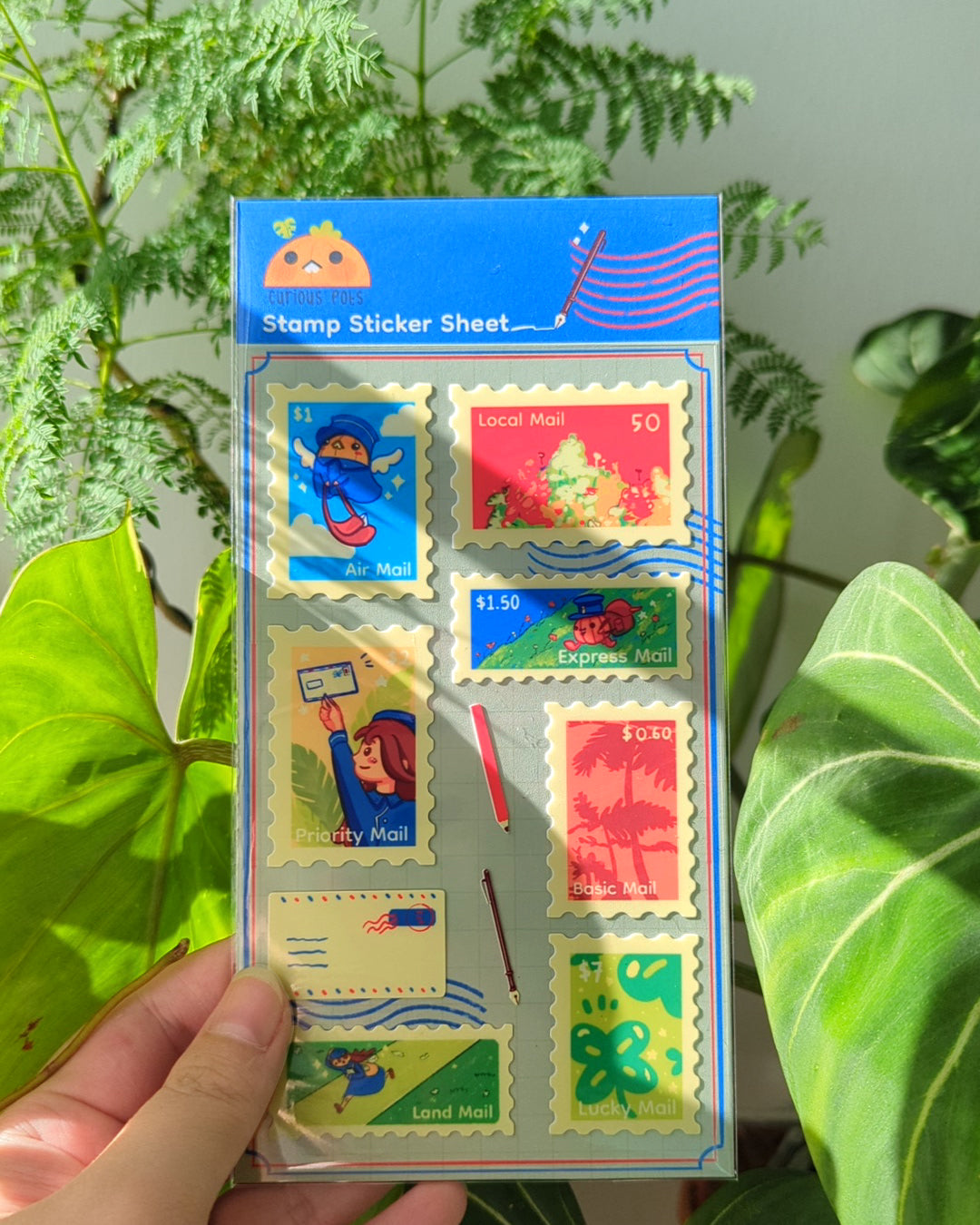 Layla's Post Office Sticker Sheet - Stamps (Blue)